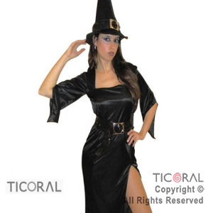 DISF BRUJA ADULTO NEGRA C/PAILLETTE CAND T.2 C/SOMB x 1